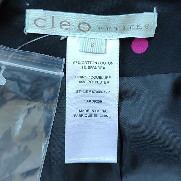 New Cleo‎ Size 6 Petite Black Lined Polka Dot Print Skirt - Picture 5 of 8